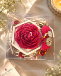 Bhaiya Bhabhi Rakhi Gift Hamper – Peony Candle with Coaster & Roli Chawal