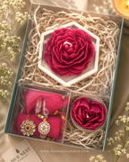Bhaiya Bhabhi Rakhi Gift Hamper with Peony Candle & Tea Light Candle