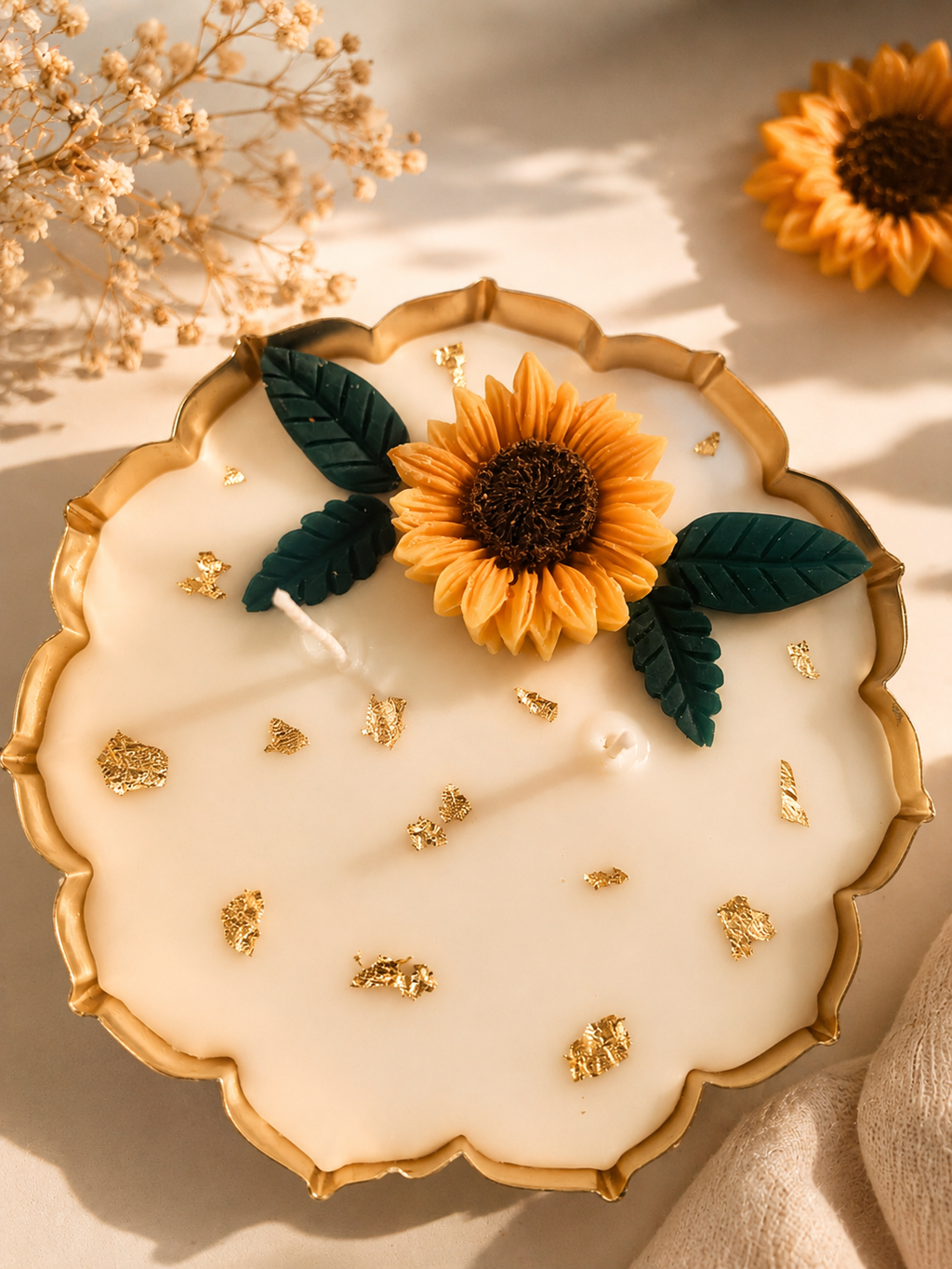 Sunflower Floral Urli Candle | Handcrafted Soy Wax Candle