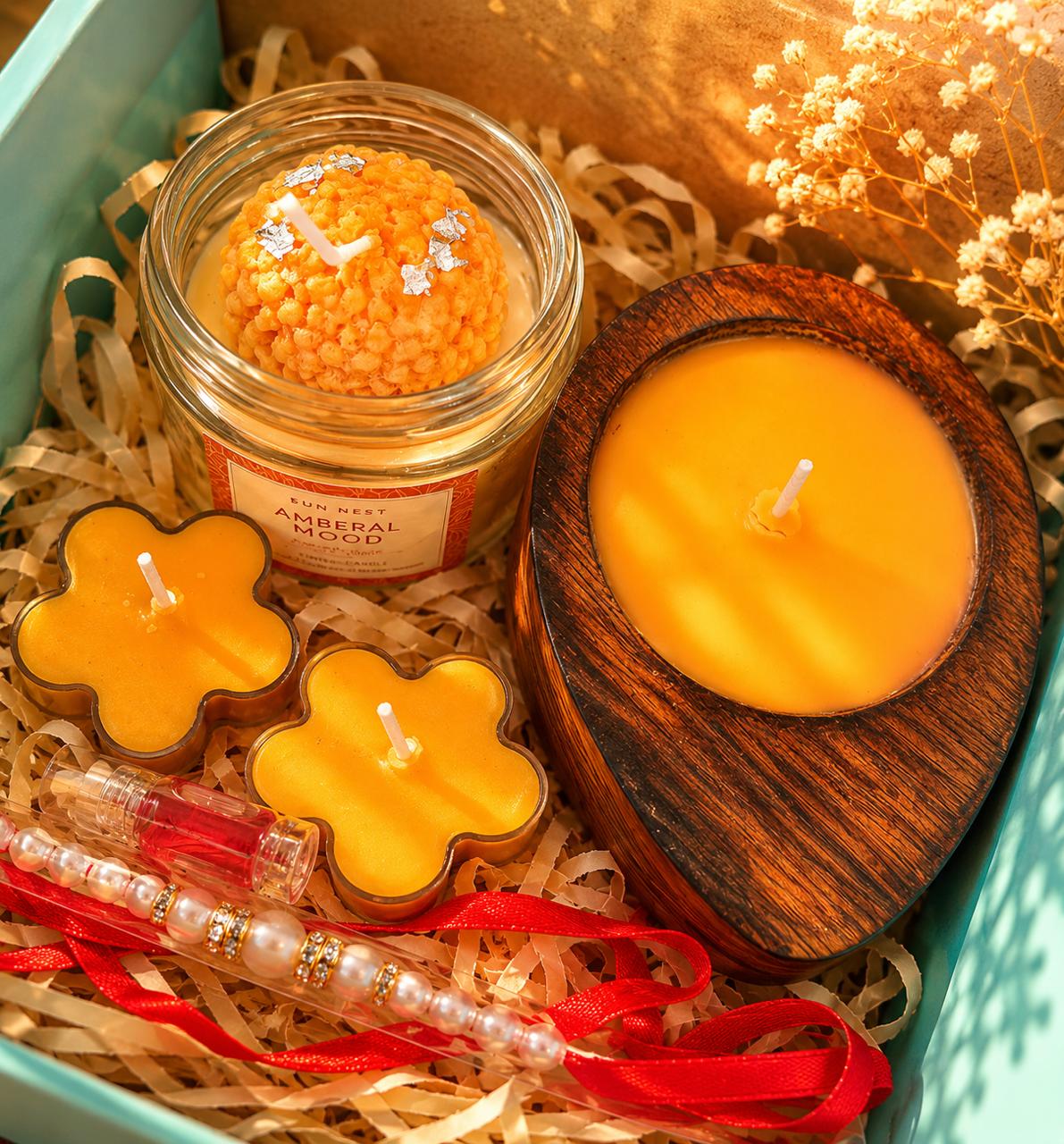 Rakhi Candle Gift Hamper – A Thoughtful Blend of sandalwood Fragrance & Festive Love ✨