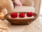 Handcrafted Rose Boat Candle | Wooden Bowl Decorative Candle | Luxury Home Décor & Gifting